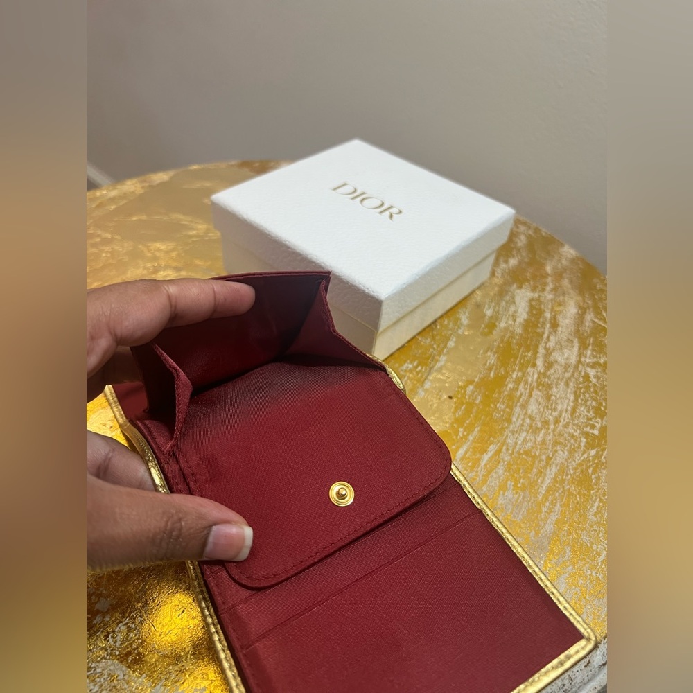💛EUC💛 Christian Dior Compact Wallet - Gold Vintage Ostrich Embossed - Picture 8 of 11